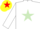 Silk - White, light green star, yellow cap, red star