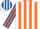 Silk - White, royal blue trimmed orange stripes