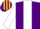Silk - Dark purple,white stripe and sleeves,gold armbands, dark purpleandwhite striped cap, gold peak