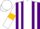 Silk - purple,white stripe and sleeves,gold armlets, white stripes on cap, gold peak