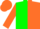 Silk - Green and Orange halved horizontally, Orange sleeves and cap