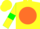 Silk - Yellow, orange ball, orange armlets on green sleeves, yellow cap