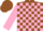 Silk - Brown, '3' on pink school bell, pink blocks and cuffs on sleeves