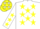 Silk - White, yellow '3k', yellow stars