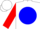 Silk - White, blue ball, tan emblem, red sleeves, white cap