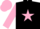 Silk - Black, pink star, sleeves and cap