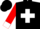 Silk - Black, white cross in red shield,white fish and cuffs on red sleeves