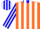 Silk - Orange, blue collar, blue & white stripes,