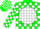 Silk - Green, green 'hh' on white ball, white blocks