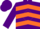 Silk - Purple, orange chevrons ,purple ''w/c'' in orange diamond