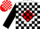 Silk - White, red diamond, black blocks on sleeves