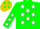 Silk - Green, gold m, l & v in white stars
