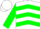 Silk - White, green chevrons, white bars on green sleeves