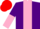 Silk - Purple, pink stripe, halved sleeves, red cap