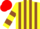 Silk - Yellow and brown stripes, hooped sleeves, red cap