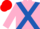Silk - Pink, royal blue cross belts, red cap