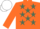 Silk - Orange, olive green stars on body, white cap