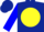Silk - Dark blue, chinese symbol in yellow ball, blue sleeves and dark blue cap