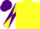 Silk - Yellow and purple triangular thirds, yellow and purple diagonally quartered sleeves, purple cap