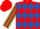 Silk - Red and royal blue diamonds, emerald green and red striped sleeves, red cap