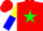 Silk - Red, green star, yellow and blue halved sleeves, red cap