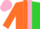 Silk - Orange & lime halved, pink stripe, pink cap