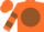Silk - Orange, orange 'srf' on brown ball, brown bars on sleeves, orange cap