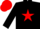 Silk - black, red star, black sleeves, red hoops, red cap