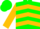 Silk - Green, gold vertical half on front and chevrons on back, gold sleeves