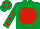 Silk - Emerald green, red disc, red spots on sleeves, emerald green cap, red spots