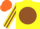 Silk - Yellow, brown disc, striped sleeves, orange cap