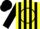 Silk - Yellow, black half circle, black stripes on sleeves, black cap