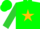 Silk - Hunter green, gold star, gold star on lime sleeves