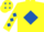 Silk - Yellow, royal blue diamond and yellow sleeves, royal blue diamonds and cap