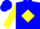 Silk - Blue, blue 'pg' in yellow diamond, yellow chevons on sleeves
