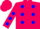 Silk - Hot pink, blue dots, blue band on sleeves