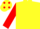 Silk - Yellow, red dots ,yellow dots on red sleeves