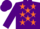 Silk - Purple, orange 'amj', vertical orange stars on purple sleeves, purple cap