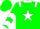 Silk - Dk, green, white star, white collar & epaulets, dk green sleeves, white chevrons