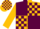 Silk - Maroon and gold quarters, maroon blocks on gold sleeves