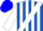 Silk - Royal blue, white sash, blue and white emblem, white stripes on sleeves, blue cap
