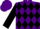 Silk - Purple, black diamonds, black horse emblem, black stripe on sleeves