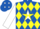 Silk - Royal blue, white star of david, yellow diamonds, white sleeves