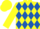 Silk - Yellow, royal blue diamonds, blue bars on yellow sleeves, yellow cap