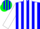 Silk - Blue, green 'bsf', blue & white stripes on sleeves