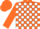 Silk - Orange and white blocks, orange sleeves, white cuffs, orange cap, white visor and bow