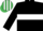 Silk - Black, white hoop, white armlet, emerald green & white striped cap