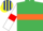Silk - Emerald green, orange hoop, white sleeves, red armlets, dark blue and yellow striped cap