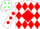 Silk - White, white 'f' on green and red diamond on back, green and red diamonds on front