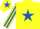 Silk - YELLOW, royal blue star, striped sleeves, yellow cap, royal blue star